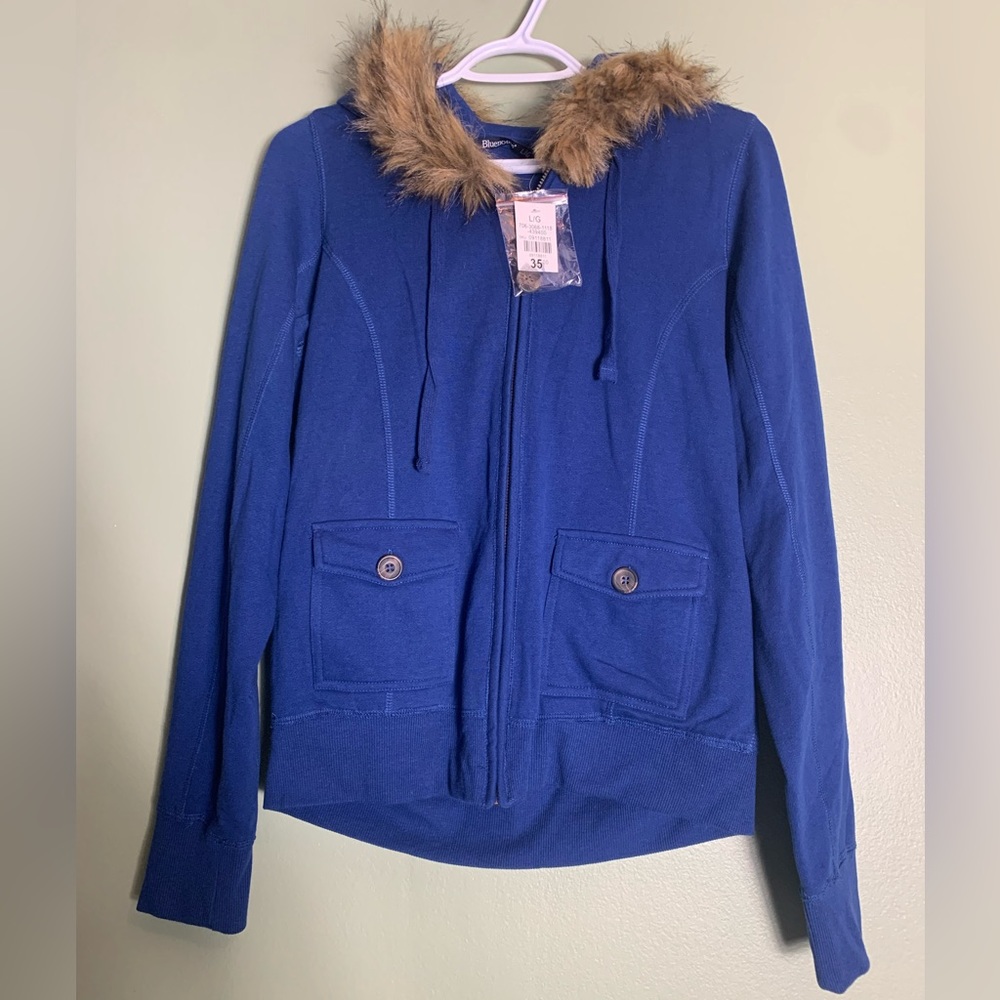 Bluenotes | Faux Fur Zip Up Hoodie - Large